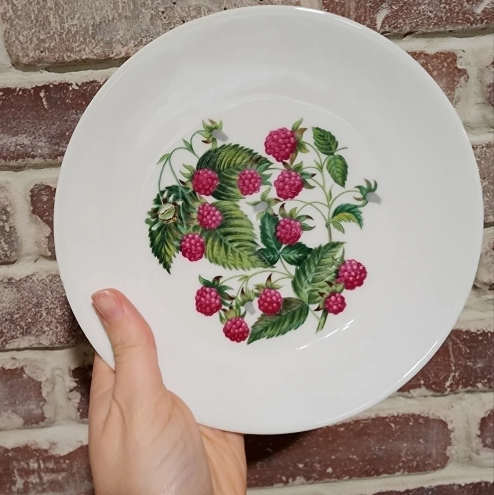 Vintage Porcelaine De Paris France  Raspberry Ceramic Dessert Plates Set Of 4